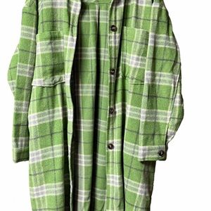 Active USA Green and Gray Plaid Shirt Jacket